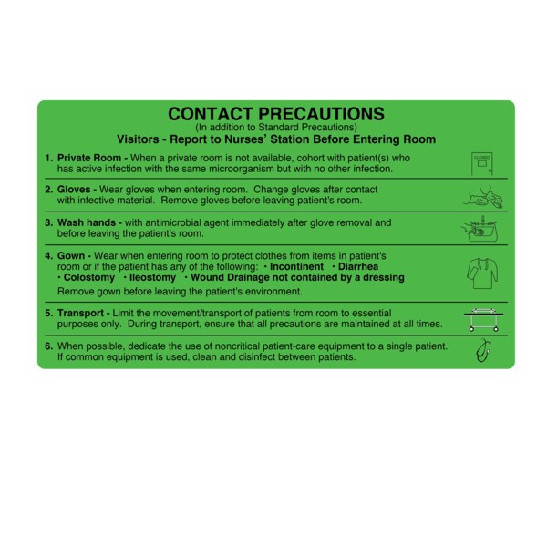 Precaution Labels - Contact Precaution 4-1/2" x 8" Flr Green w/Black